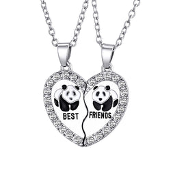 2pcs Best Friends Necklaces Rhinestone Panda Pendant BFF Necklace