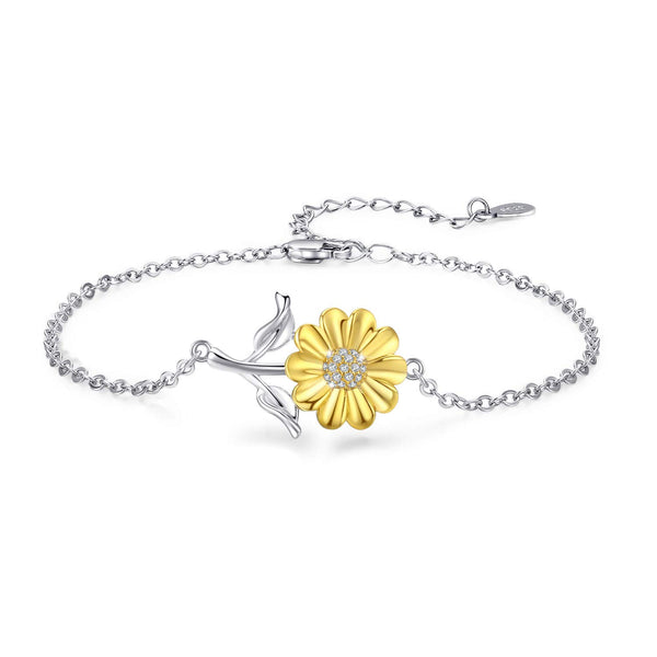 Sunflower Bracelet Silver Sunflower Jewelry Mother Day Gift Summer Jewelry Gift For Women