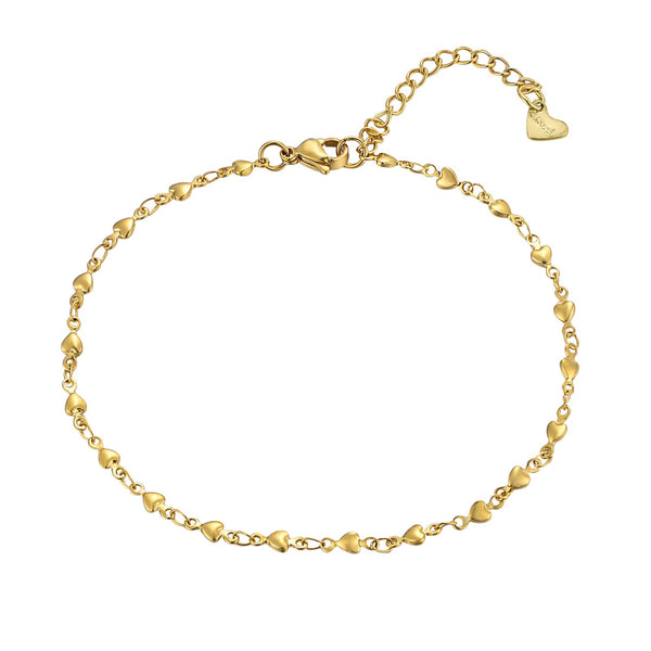 Heart Link Chain Anklet Stainless Steel Adjustable Bracelet Gold