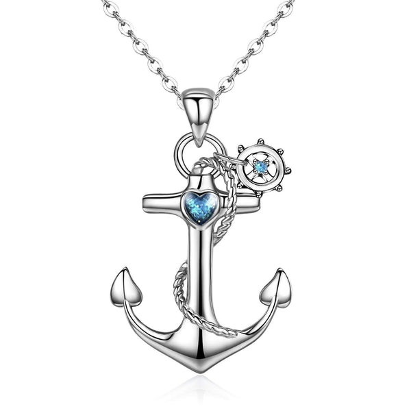 Anchor Necklace, Sterling Silver Anchor Pendant Necklace Nautical Jewelry for Women