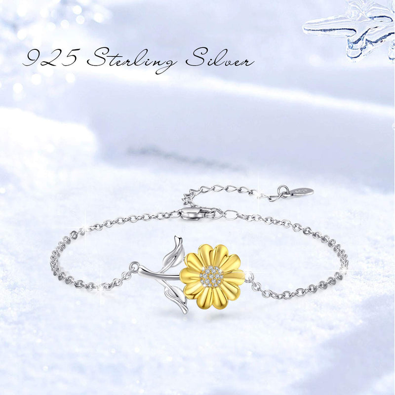 Sunflower Bracelet Silver Sunflower Jewelry Mother Day Gift Summer Jewelry Gift For Women