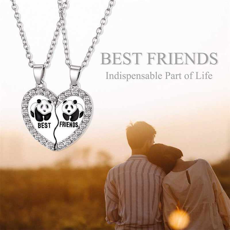 2pcs Best Friends Necklaces Rhinestone Panda Pendant BFF Necklace