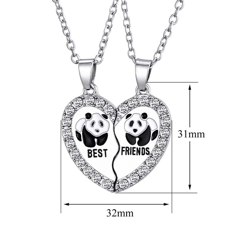 2pcs Best Friends Necklaces Rhinestone Panda Pendant BFF Necklace